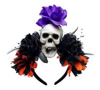 JAMNGHB Serre-tête punk avec motif tête de mort et fleurs - Accessoire tendance pour Halloween et spectacle de scène