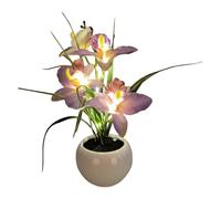 JAMNGHB Veilleuse délicate rechargeable en forme de phalaenopsis avec batterie intégrée à intensité variable pour décoration de chambre à coucher confortable, lampe en céramique papillon fleur