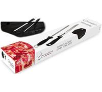 Jamonprive Couteau à Jambon avec Fusil et Couvre Jambon - Set Idéal pour Découper le Jambon Serrano et Ibérique