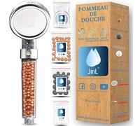 JaMoonLBV JmL® Pommeau de Douche Anti-calcaire - Pomme de Douche Universelle à Haute Pression - Douchette de Salle de Bain Économie d'Eau - Inclus Recharge de Billes Minérales Supplémentaire