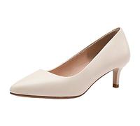 Jamron Femme Cuir Véritable 5CM Talons Hauts Élégant Escarpins Bout Pointu Bureau Chaussures de Travai Beige SN602C015-1 EU38.5