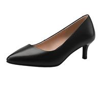 Jamron Femme Cuir Véritable 5CM Talons Hauts Élégant Escarpins Bout Pointu Bureau Chaussures de Travai Noir SN602C015-1 EU39.5