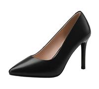 Jamron Femme Cuir Véritable 9CM Talons Hauts Élégant Escarpins Bout Pointu Bureau Chaussures de Travai Noir SN602C015-3 EU37