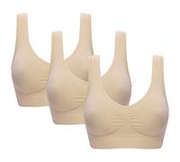 Jamron Femme Lot de 3 Soutiens-Gorge Confort sans Couture sans Armature Brassière avec Coussinets Amovibles pour Sports Yoga Beige + Beige + Beige XXL