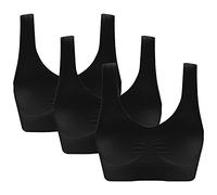 Jamron Femme Lot de 3 Soutiens-Gorge Confortables sans Couture sans Armature Brassière avec Coussinets Amovibles pour Sports Yoga Noir + Noir + Noir 6XL