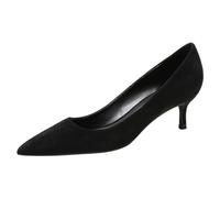 Jamron Femme Velours 5CM Talons Hauts Élégant Escarpins Bout Pointu Chaussures de Bureau Noir SN0711129-1 EU38.5
