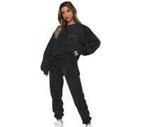 Jamron Femme Velours Côtelé 2 Pièces Survêtement Automne Hiver Duveteux Décontracté Vêtements de Sport SN070299 Gris Foncé M