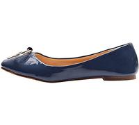 Jamron Femmes Charmant Nœud Papillon Ballerines Confortable Bout Carré Ballet Plat Slippers Escarpin Dolly Chaussures Bleu SN02922 EU35