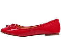 Jamron Femmes Charmant Nœud Papillon Ballerines Confortable Bout Carré Ballet Plat Slippers Escarpin Dolly Chaussures Rouge SN02911 EU41.5