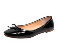 Jamron Femmes Charmant Nœud Papillon Ballerines Confortable Bout Carré Ballet Plat Slippers Escarpin Dolly Chaussures Noir SN02911 EU39.5