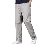 Jamron Homme Coupe Droite Taille Élastique Pantalon Chino Casual Pantalon de Travail en Coton avec 4 Poches Gris Clair S