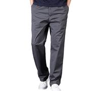 Jamron Homme Coupe Droite Taille Élastique Pantalon Chino Casual Pantalon de Travail en Coton avec 4 Poches Gris Foncé S