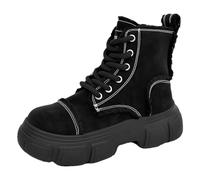 Jamron Homme Hiver Bottes Polaire de Combat Cap Toe Bottines à Lacets Noir SN0707335 EU40