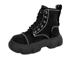 Jamron Homme Hiver Bottes Polaire de Combat Cap Toe Bottines à Lacets Noir SN0707335 EU40