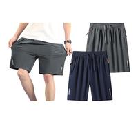 Jamron Homme Lot de 2 Short de Sport Léger Short de Gym Running avec Poches Zippées et Bande Réfléchissante