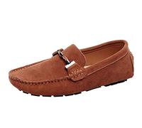 Jamron Hommes Élégant Boucle Loafers Confortable Daim Chaussures de Conduite Stylées Mocassin Slippers Bronzer SN19020 EU45.5