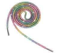 Jamron Une Pièce 4MM Lacets Ronds Pailletés avec Strass Remplacement Cordon de Serrage pour Sweat à Capuche SN0712111 Arc-en-ciel 140CM