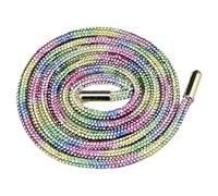 Jamron Une Pièce 6MM Lacets Ronds Pailletés avec Strass Remplacement Cordon de Serrage pour Sweat à Capuche SN0712111-2 Arc-en-ciel 120CM