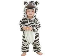 Jamron Unisexe Bébé Animaux Combinaisons à Capuche Hiver Flanelle Grenouillères Barboteuse 0-36 Mois Zèbre SN071271-100CM