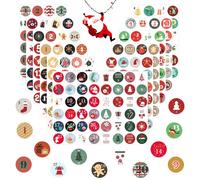 JAMSSOW 12 pièces Noël Calendrier de l'Avent Autocollants - 12 x 24 Autocollants Noël Nombre Calendrier - Chiffre Calendrier de l'avent -Autocollant Noël pour Bricolage, Diamètre 4,5 cm