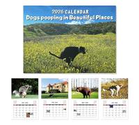 JAMSSOW 2026 Dogs Pooping in Beautiful Places Calendar,calendrier humoristique pour faire caca de chien 2026,calendrier mural drôle 2026 pour chiots, cadeaux humoristiques pour les anniversaires,Noël