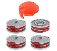 JAMSSOW 4 Bobine de Fil Convient pour Flymo FLY021/513937190,Rechange Coupe Bordure pour Flymo Contour 500 XT,Power Trim 500 XT,Mini Trim Contour XT,Mini Trim Auto St/XT/Plus XT(4 Bobine+1 Couvercle)