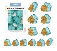 JAMSSOW 6 Pièces Moule Biscuit Noël Emporte-Pièce 3D, Pâtisserie, Enfant, pour Cuisson et Bricolage