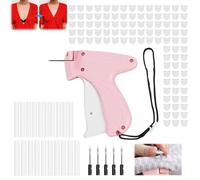 JAMSSOW Fixateur rapide de vêtements - Pistolet Micro Stitch - Mini machine à coudre manuelle - Fixateur rapide pour vêtements avec 5 aiguilles - 100 boutons d'ours - 1100 aiguilles en