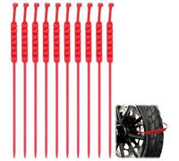 JAMSSOW Lot de 10 chaînes à neige pour moto, chaînes à neige pour vélo, chaînes pour pneus neige, attaches pour pneus antidérapants en hiver, chaînes anti-neige réutilisables et ajustables (Rouge)