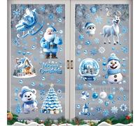 JAMSSOW Lot de 110 autocollants pour fenêtre de Noël - Décoration de Noël - Double face - Réutilisables - Décoration de fenêtre de Noël