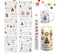 JAMSSOW Lot de 6 Tatouages de Bougies de Noël - Autocollants, Impression par Transfert d'Eau, Décoration de Bougies, Film à Faire Soi-Même