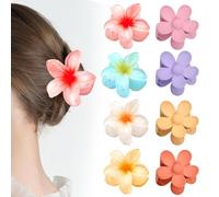 JAMSSOW Lot de 8 barrettes à cheveux en forme de fleurs hawaïennes pour femme - En plastique antidérapant - En acrylique - Pour femme