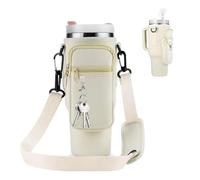 JAMSSOW Sac Bouteille d'eau pour Tasse Stanley Cup 40 oz, avec bandoulière réglable, Porte-clés, Poche pour téléphone Portable, Accessoires pour Voyage, Course à Pied, Cyclisme (Blanc crème)