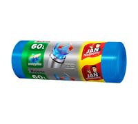 Jan Essentials Sacs poubelle bleus, 60 litres, 20 pièces - Solution d'élimination de haute qualité