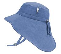 Jan & Jul Chapeau de Soleil à séchage Rapide et Ajustable pour Les Petits garçons(L:2-5 Ans, Bleu avec Bordure Bleue)