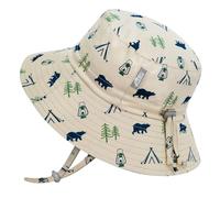 JAN & JUL Chapeau de soleil en coton respirant UPF 50 réglable pour la croissance, reste en place, unisexe, Bear Camp, 0-6 mois