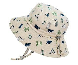 JAN & JUL Chapeau de soleil en coton respirant UPF 50 réglable pour la croissance, reste en place, unisexe, Bear Camp, 6-24 Months