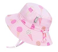 Jan & Jul Chapeau de Soleil imperméable réglable pour Fille avec UPF 50+, Crème glacée Rose, 2-5 Ans
