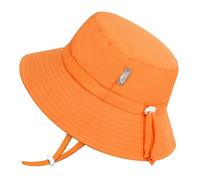 Jan & Jul Chapeau de soleil pour filles avec taille réglable, imperméable, en forme de seau avec UPF 50+, Orange vif, 2-5 ans