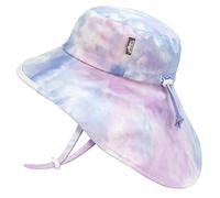 Jan & JUL Wide Brim Baby Sun-Hat with Adjustable Strap (S: 0-6 Months, Cotton Candy Tie-Dye)