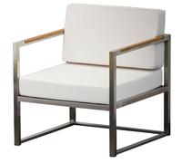 Jan Kurtz Fauteuil à accoudoirs Lux Lounge - blanc - acier inoxydable