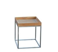 Jan Kurtz Table d'appoint Pizzo Outdoor Teck - acier inoxydable affûté - 40 x 40 cm