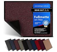 Jan Max Paillasson, Tapis de Sol antidérapant, Tapis de Porte d'entrée, Moyen, 80 x 120 cm, Noir Gris Anthracite