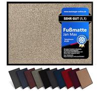 Jan Max Tapis Anti-salissures - 8 Couleurs - paillasson avec 2900g/m2 PP Twisted Heatset Fibre - 2,4l/m2 Absorption d'humidité - Tapis de Course Propre 60 x 80 cm Beige foncé