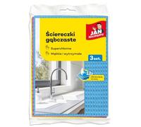JAN NIEZBĘDNY Lingettes éponges/Maison/Cuisine/Salle de Bain/Doux/Super Absorbant/Durable/Universelle/Réutilisable/90% Cellulose/ 3 pièces/Mélange de Couleurs