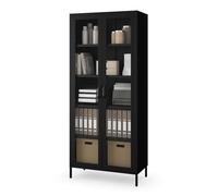 Armoire vitrine salon avec 4 étagères Vitrine scintillante métal noir