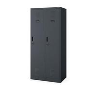 Jan Nowak Armoire 2B1A en Acier, Armoire Sociale en métal BHP, revêtement en Poudre, Trous de Ventilation, 2 Compartiments, 180 cm x 80 cm x 50 cm (H x L x P) (Anthracite)