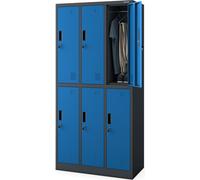 Jan Nowak Armoire à casiers Vestiaire Vestiaire métallique Vestiaire 6 casiers 185 cm x 90 cm x 45 cm 'Igor', Anthracite-bleu