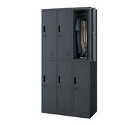 Jan Nowak Armoire à casiers Vestiaire Vestiaire métallique Vestiaire 6 casiers 185 cm x 90 cm x 45 cm 'Igor', Anthracite