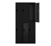 Jan Nowak Armoire à casiers Vestiaire Vestiaire métallique Vestiaire 6 casiers 185 cm x 90 cm x 45 cm 'Igor', noir